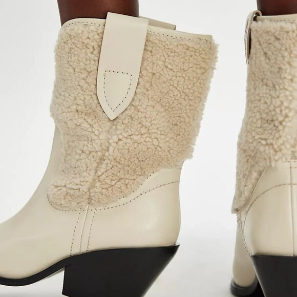 NEW FREE PEOPLE Leather Pitchfork Point Shearling Boots for woman 925 6s3 - Picture 8 of 9